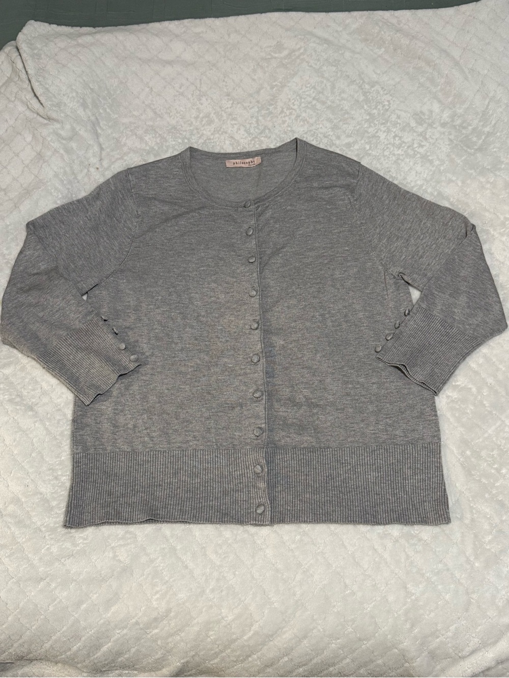 Philosophy Gray Button-Front Lightweight Cardigan
